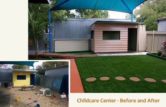 childcare center playground - before and after