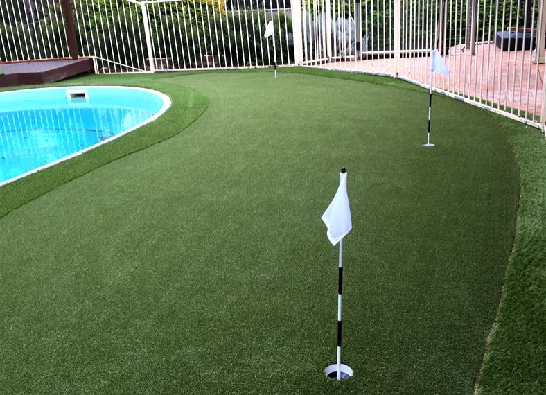 Backyard putting green with 3 holes